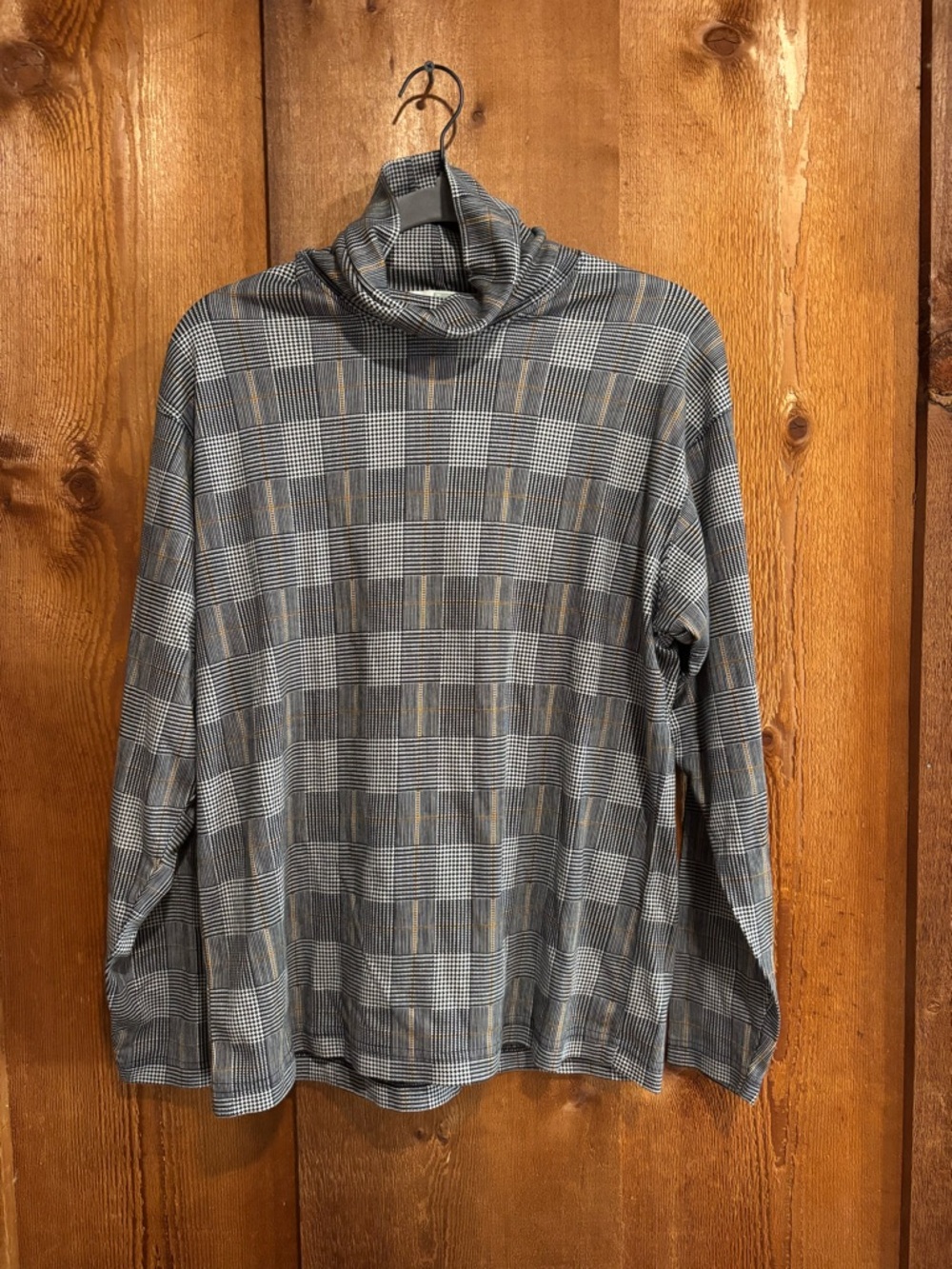 Vintage Orvis 100% Cotton Plaid Turtleneck Glen Check Houndstooth Academia M